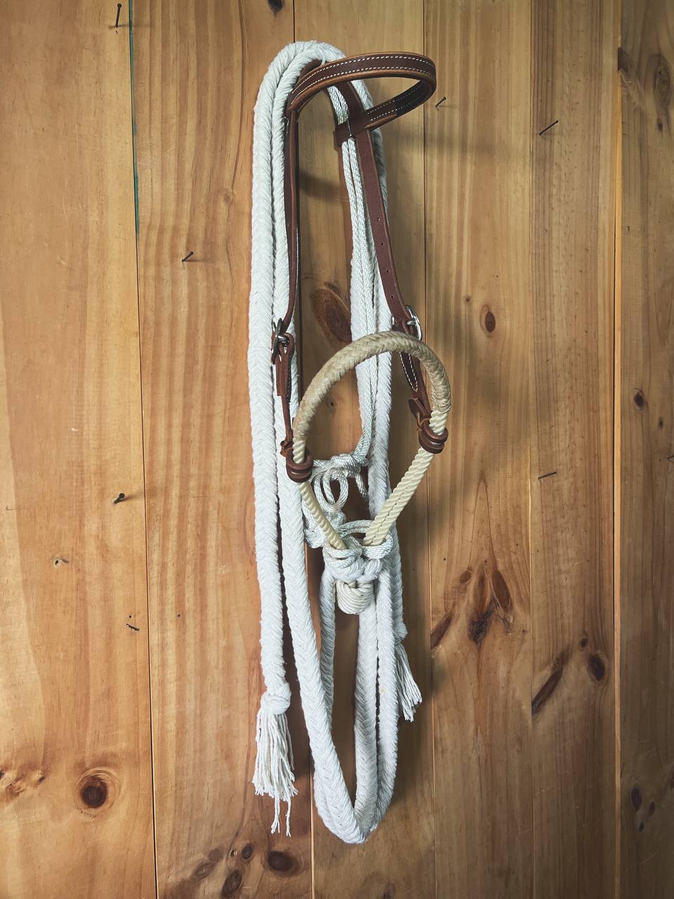 Hard Rope Hackamore Rawhide Double Rope Hackamore – Burro Tack