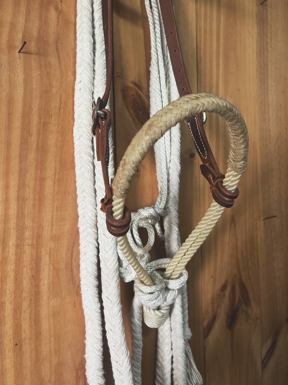 Hard Rope Hackamore Rawhide Double Rope Hackamore – Burro Tack