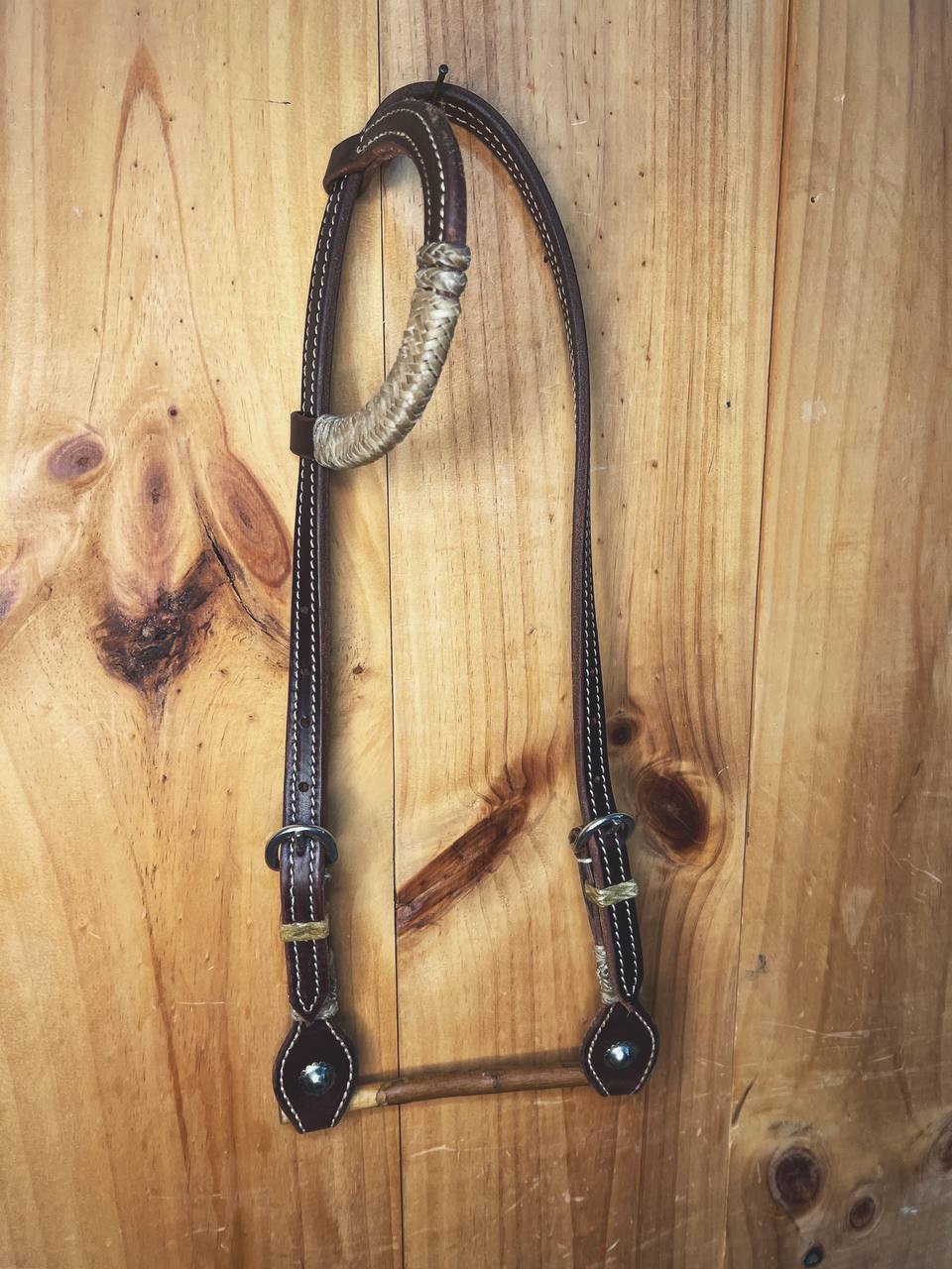 Latigo one ear rawhide headstall