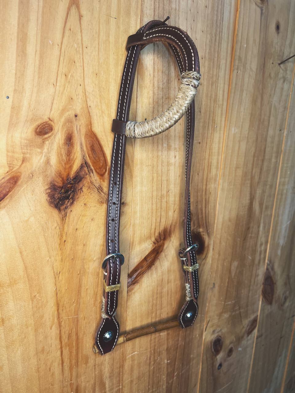 Latigo one ear rawhide headstall